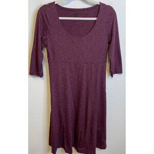 Toad & Co Women Rosalinda Dress Burgundy Red 3/4 Sleeve Organic Cotton SMALL